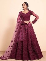 Shaded Wine Premium Net Lehenga Choli